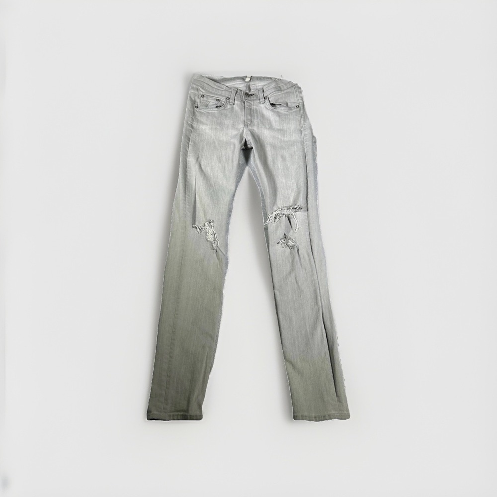 rag & bone Gray Surrey Skinny Jeans 26 Distressed Edgy Punk Grunge Low Rise